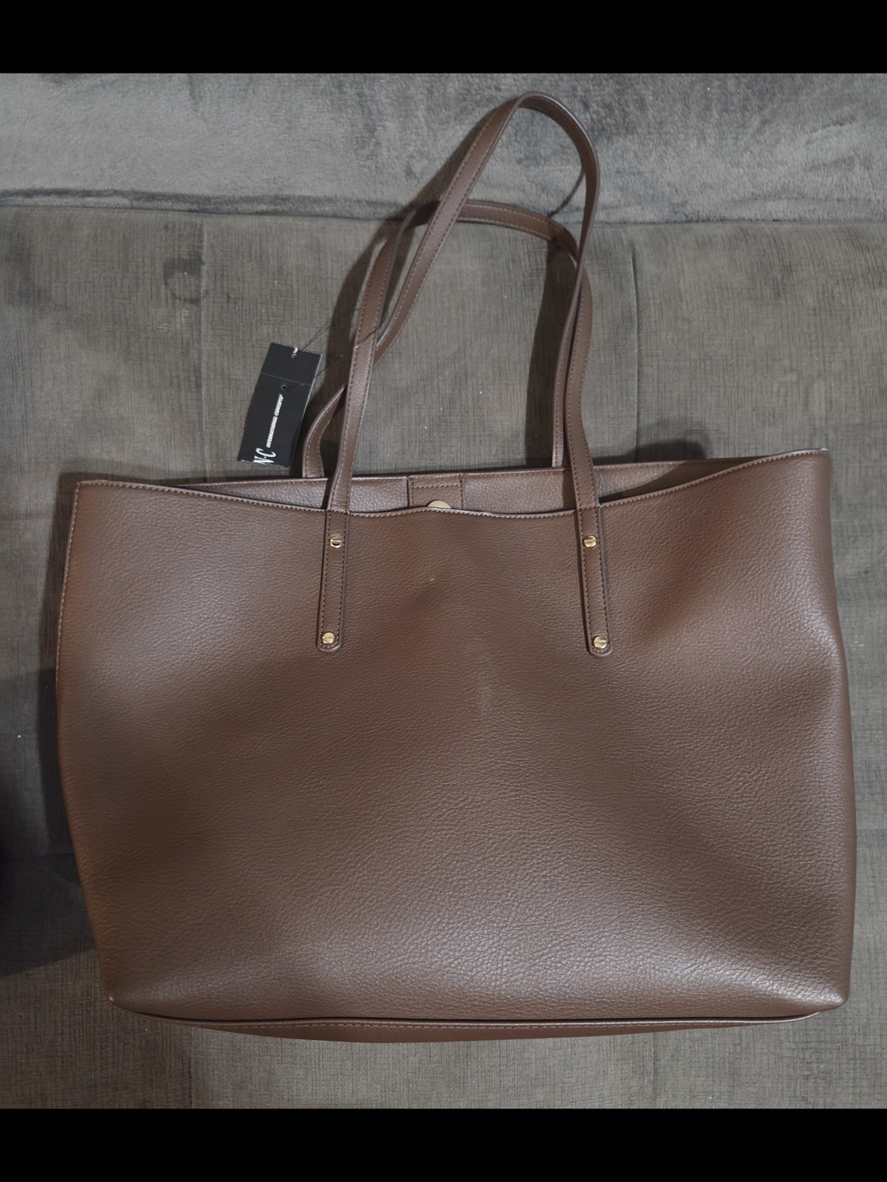 Classic Brown Pebbled Tote Bag